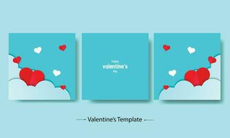 glücklich Valentinstag Tag Illustration Hintergrund einstellen mit Herzen und Wolke vektor