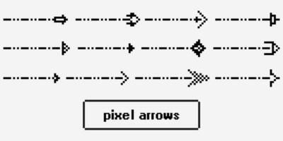 pixel ikoner, tecken, pil symboler för gränssnitt design, webb design, applikationer, presentationer och mycket Mer vektor