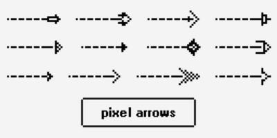 Pixel Symbole, Zeichen, Pfeil Symbole zum Schnittstelle Design, Netz Design, Anwendungen, Präsentationen und viel Mehr vektor