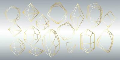 Kristall Diamant Form. geometrisch Prämie funkeln Symbol, Polygon Mosaik gestalten Amethyst Juwel Quarz Stein Linie Kunst Stil vektor