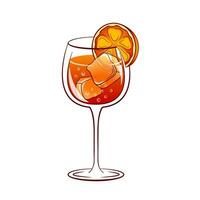 Aperol Spritz Cocktail. alkoholisch trinken mit frisch Orange und Eis. Vektor Illustration isoliert auf ein Weiß Hintergrund.