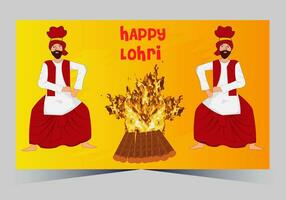 Januar glücklich lohri. Indien traditionell Feier Tag Illustration Vektor Hintergrund