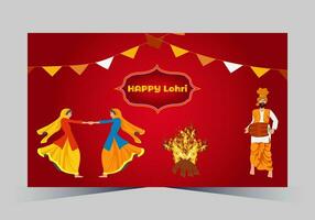 januari Lycklig lohri. Indien traditionell firande dag illustration vektor bakgrund