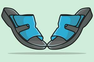 Paar von stilvoll Frauen Füße tragen Slipper Schuhe Vektor Illustration. Schönheit Mode Objekte Symbol Konzept. weiblich bunt einzigartig Stil Slipper Schuhe Paar Vektor Design.