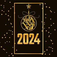 eleganta Lycklig ny år 2024 firande kort vektor