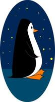 pingvin hand dragen design, illustration, vektor på vit bakgrund.