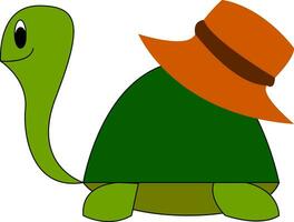 sköldpadda med hatt hand dragen design, illustration, vektor på vit bakgrund.