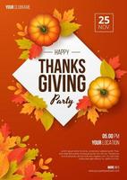 Happy Thanksgiving Day Party affisch. vektor illustration