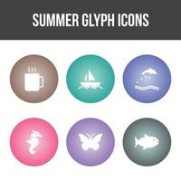 einzigartiger Sommer-Glyphen-Vektor-Icon-Set vektor