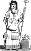 biskop, kyrklig kostym Grekland, årgång gravyr. vektor