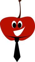 glücklich Karikatur Tomate mit schwarz Krawatte Vektor illustartion auf Weiß Hintergrund