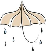 Regenschirm und Regentropfen Illustration Farbe Vektor auf Weiß Hintergrund