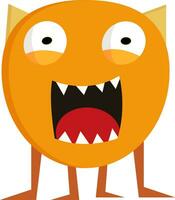 Gelb Monster- mit öffnen Mund zeigen Zähne drucken Vektor auf Weiß Hintergrund
