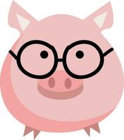 Rosa Schwein mit runden Brille Vektor Illustration auf Weiß Hintergrund