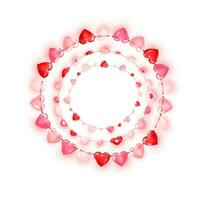 Kreis Dekoration Girlande von rot und Rosa Herzen. Valentinsgrüße Tag Gruß Karte oder Banner Dekor Elemente. Vektor