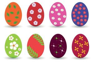 einstellen von mehrfarbig Ostern Eier mit Blumen- Muster. festlich Ostern Inhalt. Vektor Illustration.