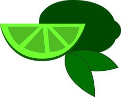 gree Limette Scheibe mit Grün Blätter Vektor Illustration auf Weiß Hintergrund