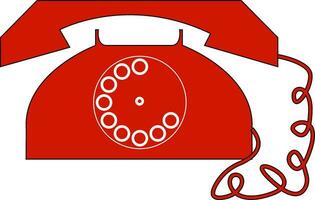 årgång röd telefon vektor illustration på vit bakgrund
