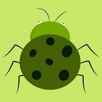 tecknad serie av en grön insekt med svart prickar vektor illustration på vit bakgrund