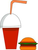 Limonade Tasse und Burger Vektor Illustration auf Weiß Hintergrund