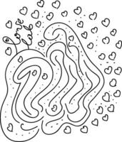 schön Teil von Labyrinth entworfen mit schwarz Herzen zum Liebhaber Vektor oder Farbe Illustration