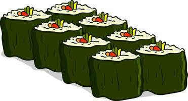 Clip Art von acht vegan Sushi Vektor oder Farbe Illustration