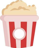 Clip Art von lecker Popcorn im ein groß Papier Tasche mit rot und Weiß Streifen Vektor oder Farbe Illustration