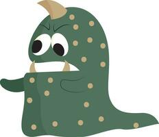 Grün und braun Monster- mit einer Horn sieht aus schrecklich Vektor oder Farbe Illustration