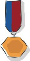 ein Bronze- sechseckig geformt Medaille Vektor oder Farbe Illustration