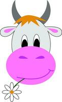 jersey ko med en blomma i dess mun utseende söt vektor eller Färg illustration