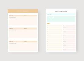 projekt- och veckoplaneringsmall. vektor