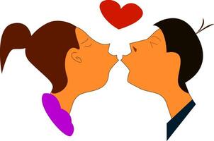 ein Karikatur von ein jung Mann und Frau küssen jeder andere symbolisiert Liebe Vektor Farbe Zeichnung oder Illustration