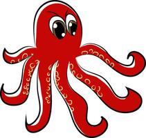 ett arg röd bläckfisk med dess tentakler vektor Färg teckning eller illustration