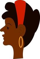 Seite Gesicht von ein braun Mädchen tragen Gold Ohrringe und ein rot Kopf Bandana Vektor Farbe Zeichnung oder Illustration