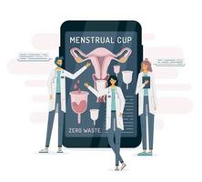 Ärzte empfehlen Menstruationstasse auf einem Smartphone vektor