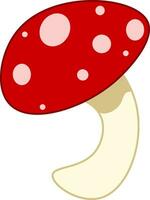 en skön svamp med röd och vit keps grå stam vektor Färg teckning eller illustration