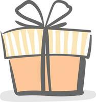 ein Geschenk Box eingewickelt im modisch dekorativ Papier gebunden mit ein schwarz Band und gekrönt mit dekorativ Bogen funktioniert insbesondere Gut zum Geschenke Vektor Farbe Zeichnung oder Illustration