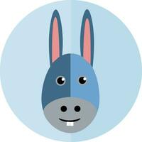 ansikte av liten åsna med dess stor öron och två kanin tänder vektor Färg teckning eller illustration