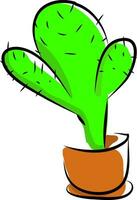 ein Grün Kaktus Pflanze eingetopft im ein irden Topf bietet extra Stil zu das Raum belegt Vektor Farbe Zeichnung oder Illustration