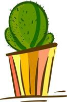 ein schön Kaktus Pflanze im ein bunt Blumentopf Vektor Farbe Zeichnung oder Illustration