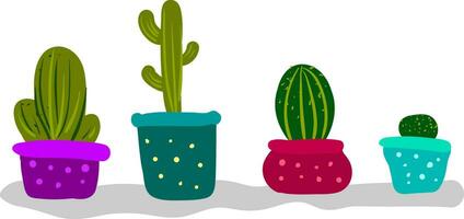 knippa av kaktus växter för inomhus- dekoration tillhandahåller extra stil till de Plats ockuperade vektor Färg teckning eller illustration