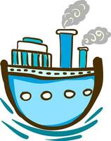 Blau Dampf Schiff mit Fenster Vektor oder Farbe Illustration
