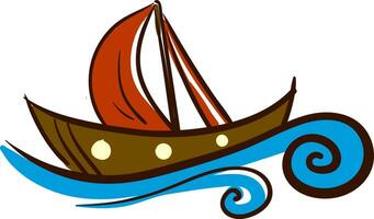 Segeln Boot im Blau Wasser Vektor oder Farbe Illustration