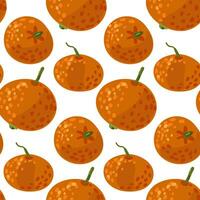sömlös mandarin mönster faller. vektor frukt prydnad. citrus- textur, hela mandariner i annorlunda vänder på vit. vektor design av mandarin för utskrift, textilier, papper, prydnad