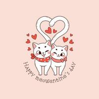 bezaubernd Illustration von ein Paar von Katzen im Liebe Bildung ein Herz mit ihr Schwänze zum Valentinstag Tag vektor