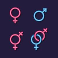 geschlechtssymbol männlich weiblich paar lgbt männer frau lesbisch flach sexuelle symbole vektor