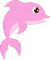en söt liten rosa färgad tecknad serie delfin vektor eller Färg illustration