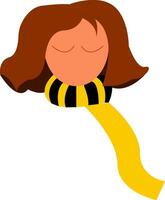 flicka i svart och gul nacke scarf vektor eller Färg illustration
