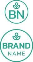 2d Lebensmittelgeschäft Geschäft dünn Linie Logo mit Marke Name. einfach Grün Symbol. Grün kreativ Design Element und visuell Identität. geeignet zum Einkaufen, Geschäft, Supermarkt, Lebensmittelgeschäft. vektor