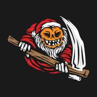 santa claus pumpa grim reaper vektor illustration